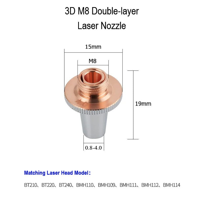 3D M8 Laser Nozzles for Tube Laser Cutting Raytools Head