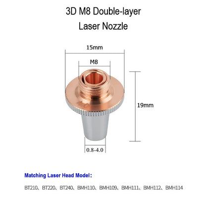 3D M8 Laser Nozzles for Tube Laser Cutting Raytools Head