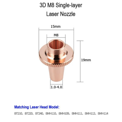 3D M8 Laser Nozzles for Tube Laser Cutting Raytools Head