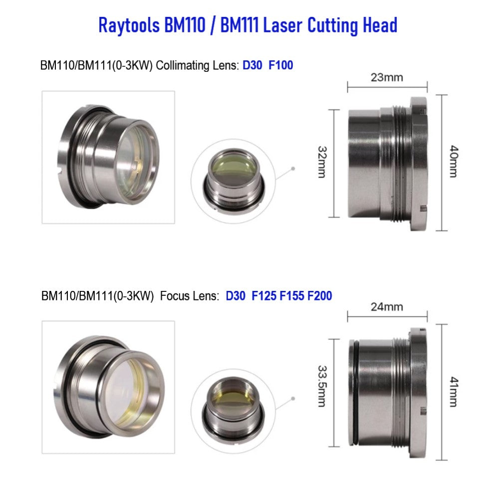 Laser Focus Lens with Holder for RayTools BM110 Cutting Head