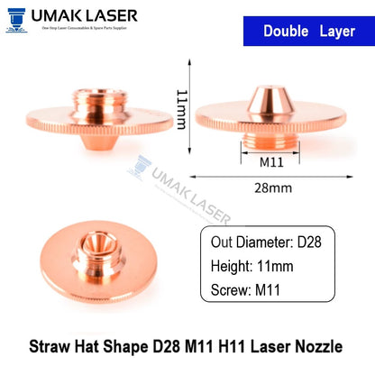 D28 H11 straw hat double layer laser cutting nozzle
