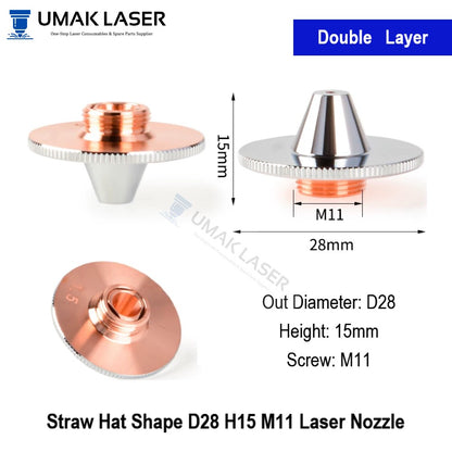 D28 straw hat double layer laser cutting nozzle