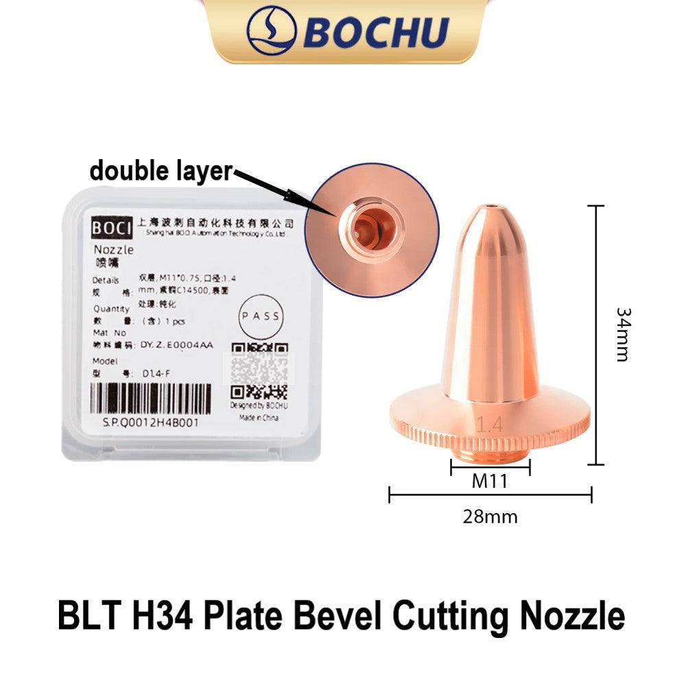 BOCHU flat bevel laser cutting nozzle for fiber laser cutting machine