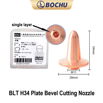 BOCHU flat bevel laser cutting nozzle for fiber laser cutting machine
